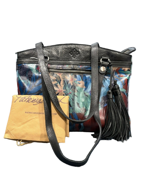Patricia Nash Handbags - Patricia Nash Floral Leather Tote Bag Multicolor Tassel Zip Top Shoulder Bag EUC